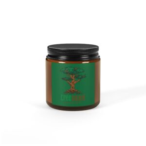 Amber Jar Soy Candle — 'Tree Hugger' Botanical Scented Candle
