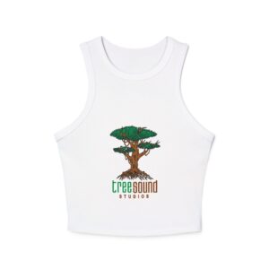 Treebound Studios Women's Racer Tank Top — Vintage Illustrated Tree Logo Crop
